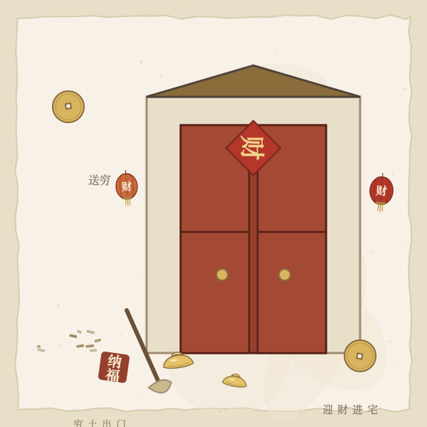 破五送穷迎财进门图
