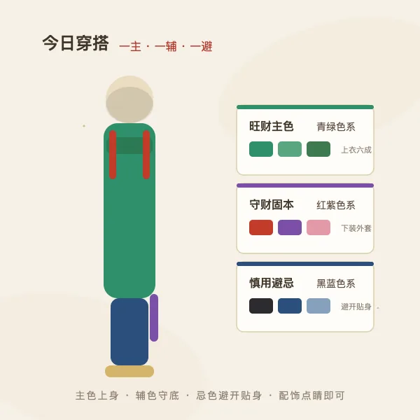 今日旺财色穿搭示意图