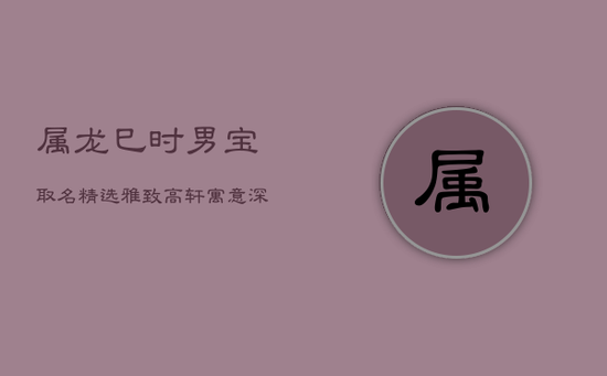 属龙巳时男宝取名精选：雅致高轩，寓意深远