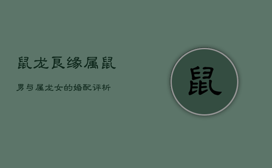 鼠龙良缘：属鼠男与属龙女的婚配评析